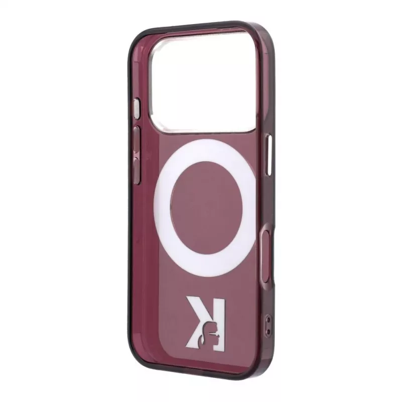 Karl Lagerfeld IML Ring Stand 360 Kameo Metal Custodia MagSafe per iPhone 18 Pro Max / 17 Pro Max Burgundy