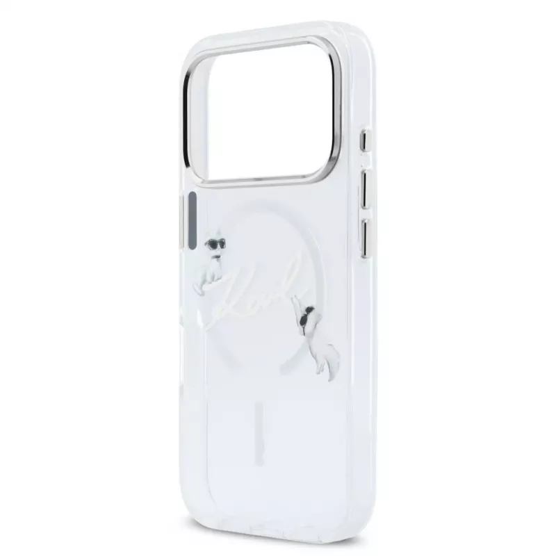 Karl Lagerfeld IML Karl Script Logo MagSafe Custodia rigida per Apple iPhone 18 Pro, trasparente