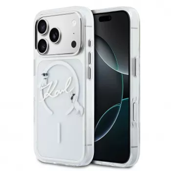 Karl Lagerfeld IML Karl Script Logo MagSafe Custodia rigida per Apple iPhone 18 Pro, trasparente