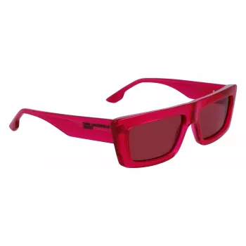 KARL LAGERFELD KLJ6147S occhiali da sole unisex squadrati - montatura acetato nera, lenti in policarbonato grigie, 56 mm
