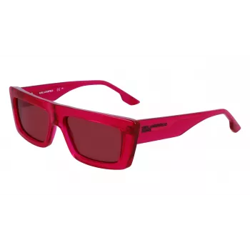 KARL LAGERFELD KLJ6147S occhiali da sole unisex squadrati - montatura acetato nera, lenti in policarbonato grigie, 56 mm