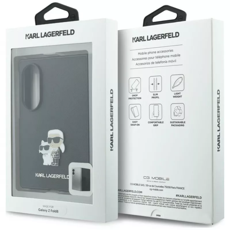 Karl Lagerfeld PU Saffiano Karl and Choupette custodia per Samsung Galaxy Z Fold8 nero