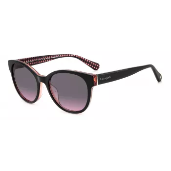 KATE SPADE Occhiali da sole donna Nathalie GS807 - Montatura in acetato nero, lenti grigio sfumato, 55/17/140 mm