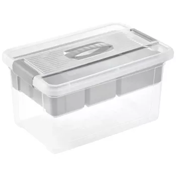 keeeper Scatola con coperchio e organizer Henri 29x41x20 cm 16 L grigio chiaro/trasparente