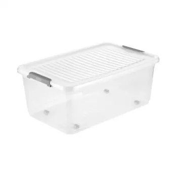 keeeper Box con coperchio su ruote clipbox Leo 59x38x24cm 37L Trasparente