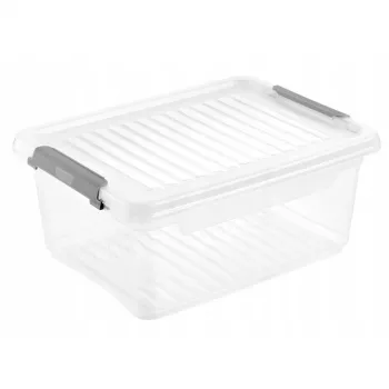 keeeper Clipbox Leonie scatola contenitore con coperchio, 11,4 L, trasparente, impilabile, per alimenti, senza BPA, chiusura a clip, 37,5 x 28,5 x 16 cm