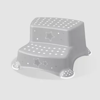 Sgabello a 2 gradini keeeper kids Igor Stars, grigio con motivo a stelle, portata 120 kg, piedini antiscivolo 1003113019600