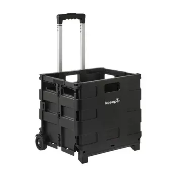 keeeper Carrello della spesa pieghevole Olli 45L Nero, portata 25 kg, manico telescopico, telaio in alluminio