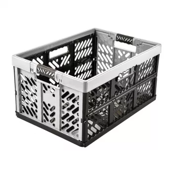keeeper Profi Faltbox ben, 45 L, Light Silver – portata 50 kg, pieghevole e impilabile, scatola contenitore salvaspazio con maniglie soft-grip, PP/TPE, 54 x 37 x 28 cm