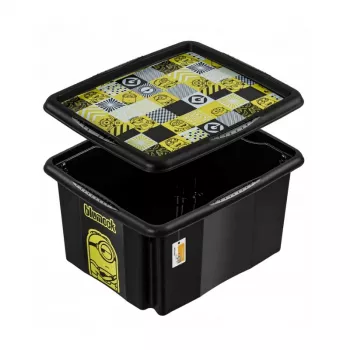 keeeper Scatola contenitore con coperchio 24L Karolina Minions Mosaic, nero, 42,5 x 35,5 x 22,5 cm