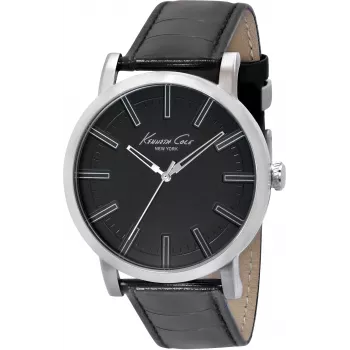 Orologio uomo KENNETH COLE IKC1997 analogico al quarzo acciaio inox, 44 mm, quadrante nero, cinturino argento