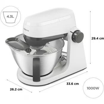 KENWOOD Multi-Tasker KHC30.000WH Robot da cucina (grigio/bianco, 1000 W, ciotola 4,3 L)