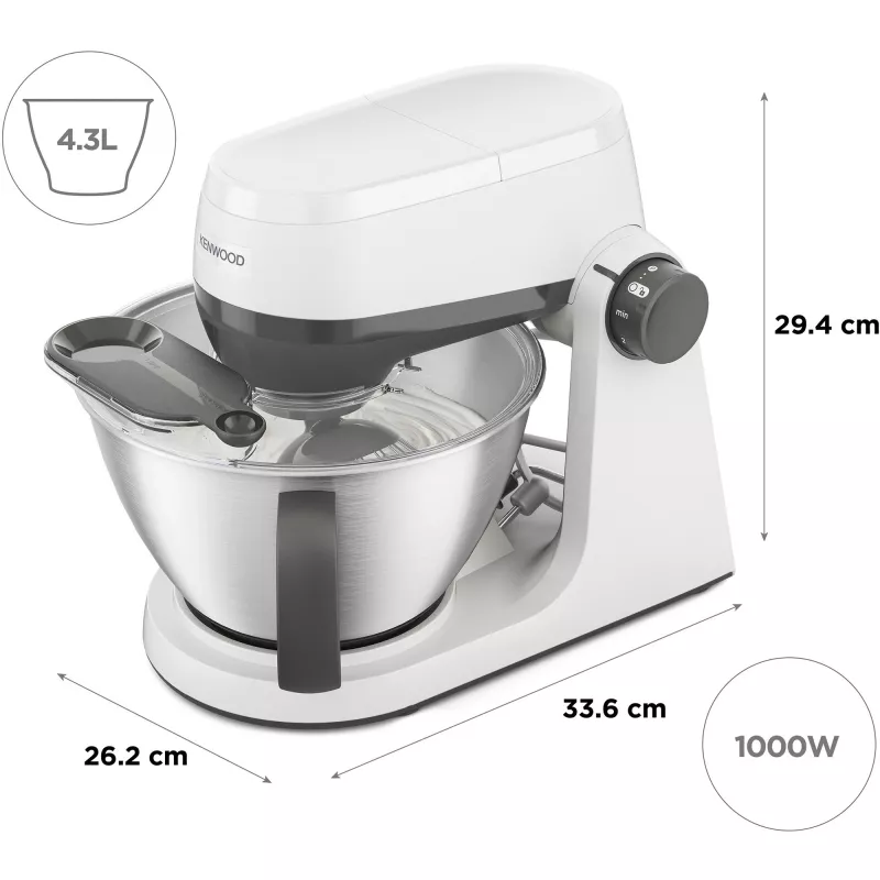 KENWOOD Multi-Tasker KHC30.000WH Robot da cucina (grigio/bianco, 1000 W, ciotola 4,3 L)