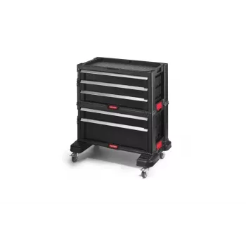 KETER BOOKCASE 5 DRAWERS TOOL CHEST SET Cassetta portautensili modulare con ruote nera e rossa