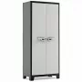 Armadio portautensili Keter Titan 80x44x182 cm grigio scuro/nero armadio contenitore in resina di polipropilene ad alta resistenza con 4 ripiani regolabili, ante doppie con serratura, resistente alle intemperie, per interni ed esterni