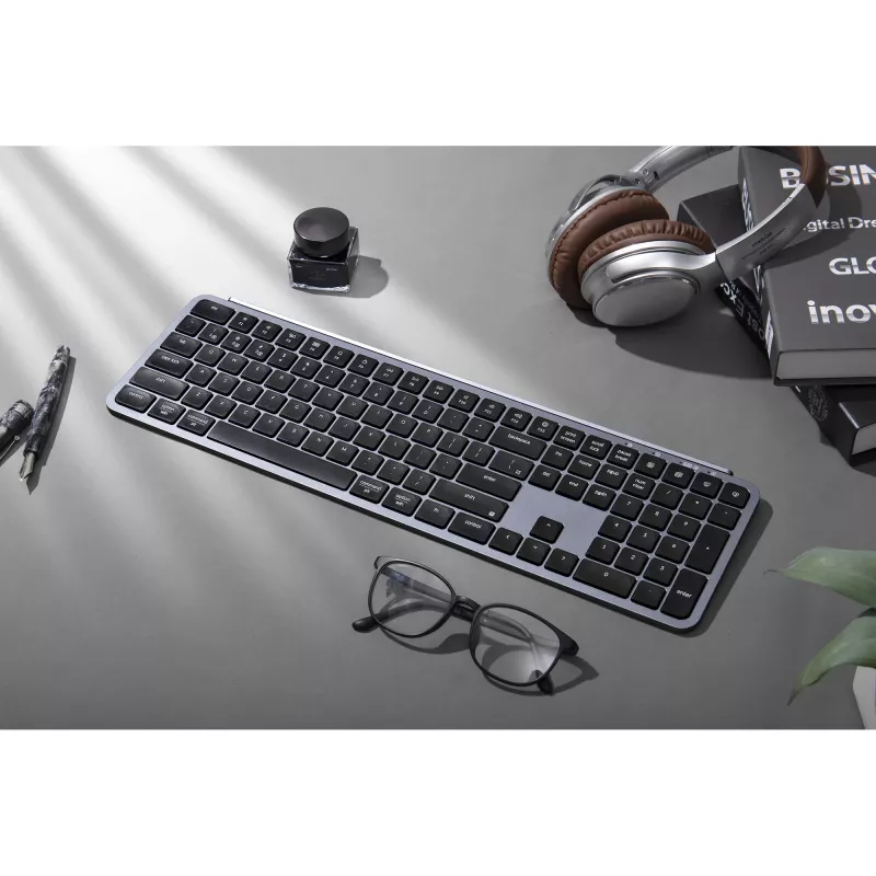 KEYCHRON B6 Pro Tastiera meccanica wireless low-profile (grigio/nero, layout tedesco, scissor switch)