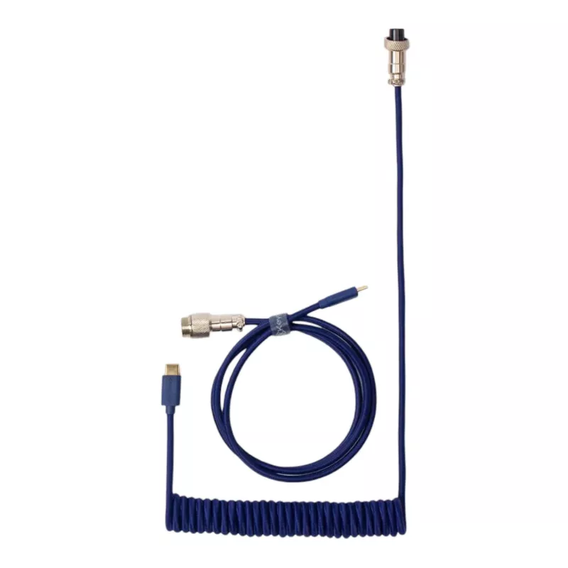 Keychron cavo aviatore spiralato blu USB-C a USB-A con connettore rimovibile GX16 4-Pin, 200 cm