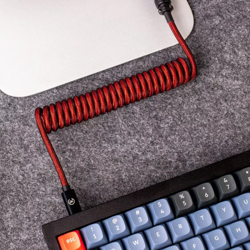 Keychron Coiled Aviator Cable - rosso (USB-A a USB-C, 2m, GX12 rimovibile)