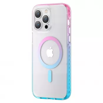 Custodia magnetica Kingxbar PQY Ice Crystal Series per iPhone 14 Pro MagSafe rosa e blu