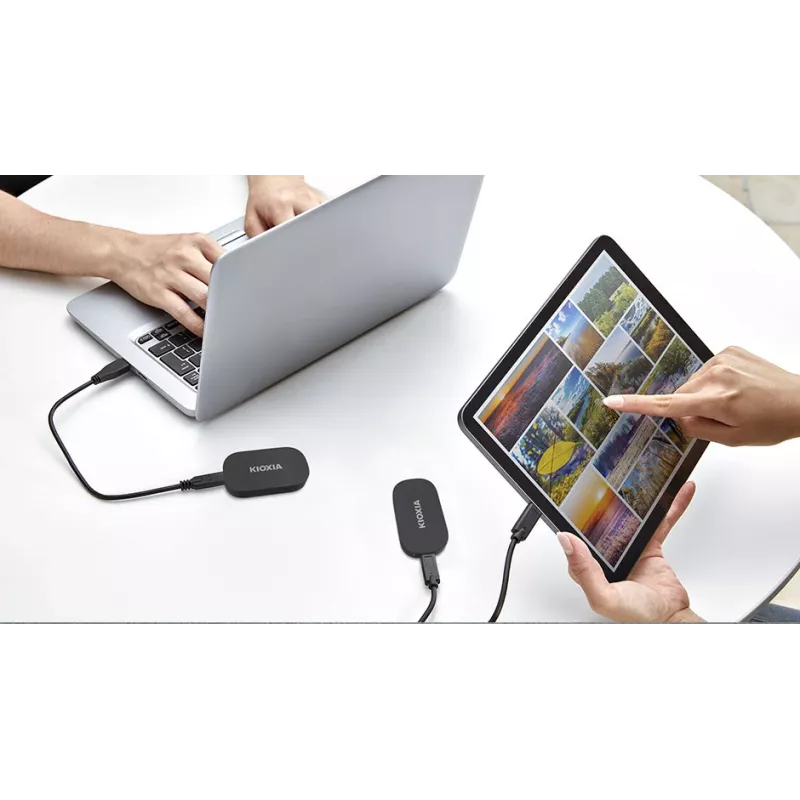 KIOXIA EXCERIA PLUS G2 500GB SSD esterno portatile USB 3.2 Gen 2 USB-C crittografia hardware AES a 256 bit TCG Opal 2.01