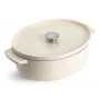 KitchenAid Brasiera in ghisa con coperchio 30 cm, ovale, mandorla crema