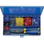 Klauke SK47B set pinze crimpatrici con tagliacavi, capicorda isolati, meccanismo a cricchetto, blu/giallo