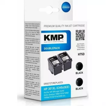 KMP DOUBLEPACK H75D - confezione da 2 - 8 ml - XL - nero - cartuccia d'inchiostro compatibile (alternativa a HP 301XL, HP CH563EE) per HP DeskJet 1000, 1010, 1050 AiO, 1050A AiO, 1510 AiO, 2000, 2050 AiO, 2050A AiO, 2510 AiO, 2540 AiO, 3000, 3050 AiO, 3050A eAiO