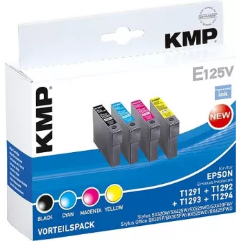 KMP E125V Cartucce d'inchiostro compatibili confezione da 3 – ciano, magenta, giallo per Epson Stylus SX230, SX235, SX430, SX438, WorkForce WF-3520, WF-3530, WF-3540, WF-7015, WF-7515, WF-7525 1617,4050