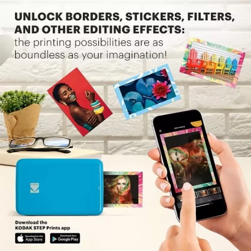 KODAK STEP Stampante fotografica istantanea mobile - Colore ZINK 2x3 pollici - 1 ppm - Bluetooth - blu