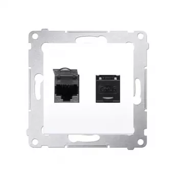 KONTAK-SIMON D62.01/11 Presa per computer 2 porte Cat.6 UTP con coperture antipolvere, bianco