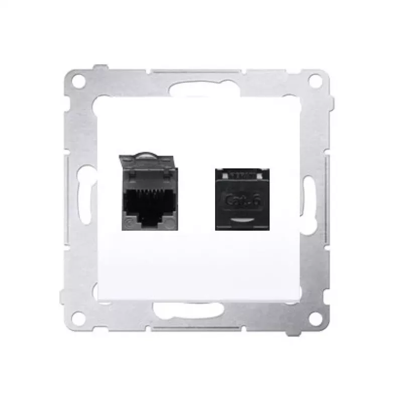 KONTAK-SIMON D62.01/11 Presa per computer 2 porte Cat.6 UTP con coperture antipolvere, bianco