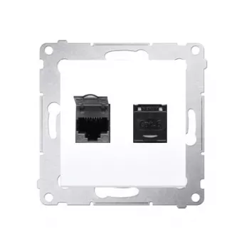 KONTAK-SIMON D62.01/11 Presa per computer 2 porte Cat.6 UTP con coperture antipolvere, bianco