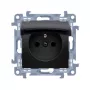 KONTAK-SIMON Simon 10 Presa Schuko nero opaco 1 posto con coperchio a ribalta e protezione bambini IP44 morsetti a molla 16A