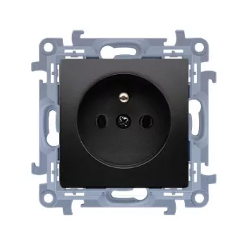 KONTAK-SIMON Simon 10 Presa singola con messa a terra, Quick-Connect, 16A 250V, nero opaco