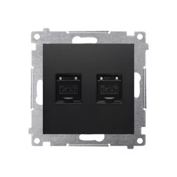 KONTAK-SIMON Simon 54 Premium modulo dati Cat.6 UTP doppio RJ45, nero opaco, con coperchi antipolvere