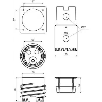KOPOS KEFZ 80/VDZ_KB set scatole di derivazione elettriche con sega a tazza, IP68, nero