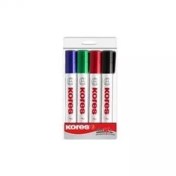 Kores K MARKER set pennarelli per lavagna bianca e flipchart, punta a scalpello 3-5 mm, colori assortiti, confezione da 4 M20845