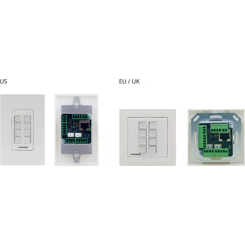 Kramer Electronics RC-208 pannello di controllo cablato con 8 pulsanti programmabili, RS-232/RS-485/Ethernet, bianco