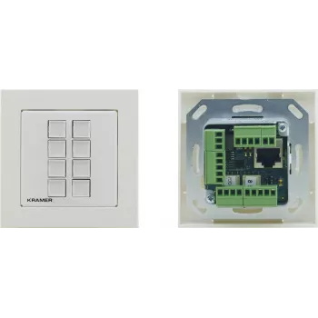 Kramer Electronics RC-208 pannello di controllo cablato con 8 pulsanti programmabili, RS-232/RS-485/Ethernet, bianco