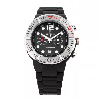 KRONOS orologio uomo K789.5B.19 44mm acciaio inox quarzo analogico quadrante nero cinturino in pelle