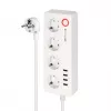 Kruger&Matz Connect P6 ciabatta smart con 4 prese Schuko e 4 porte USB, Tuya Wi-Fi, bianca