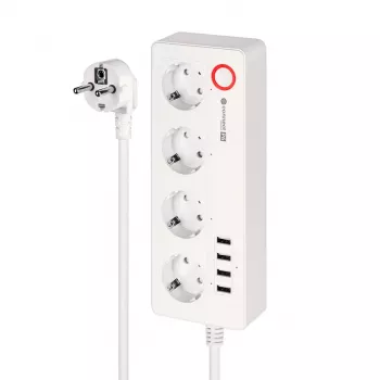 Kruger&Matz Connect P6 ciabatta smart con 4 prese Schuko e 4 porte USB, Tuya Wi-Fi, bianca