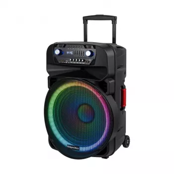 KRUGER & MATZ KM1718 Sistema di diffusori PA attivi portatili da 60W con due radiomicrofoni UHF, Bluetooth, USB, SD, FM, effetti LED
