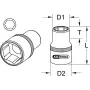 KS TOOLS 1 pollice attacco 38mm chiave a bussola esagonale corta, 6 lati, cromo-vanadio, DIN 3124 911.1038