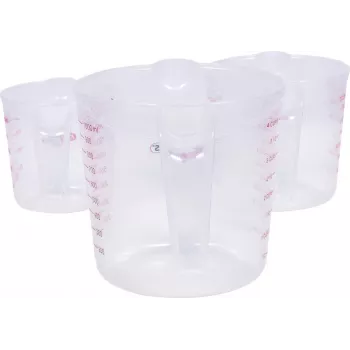 KS TOOLS set di 3 misurini, 250/500/1000 ml, PP trasparente con scala blu, adatto per alimenti, lavabile in lavastoviglie, impilabile 150.9205