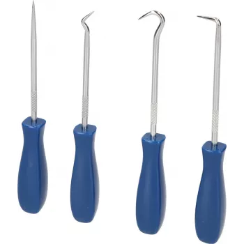KS TOOLS set di 4 piccoli estrattori e ganci con punte in cromo-vanadio e impugnature ergonomiche a 2 componenti BT542020