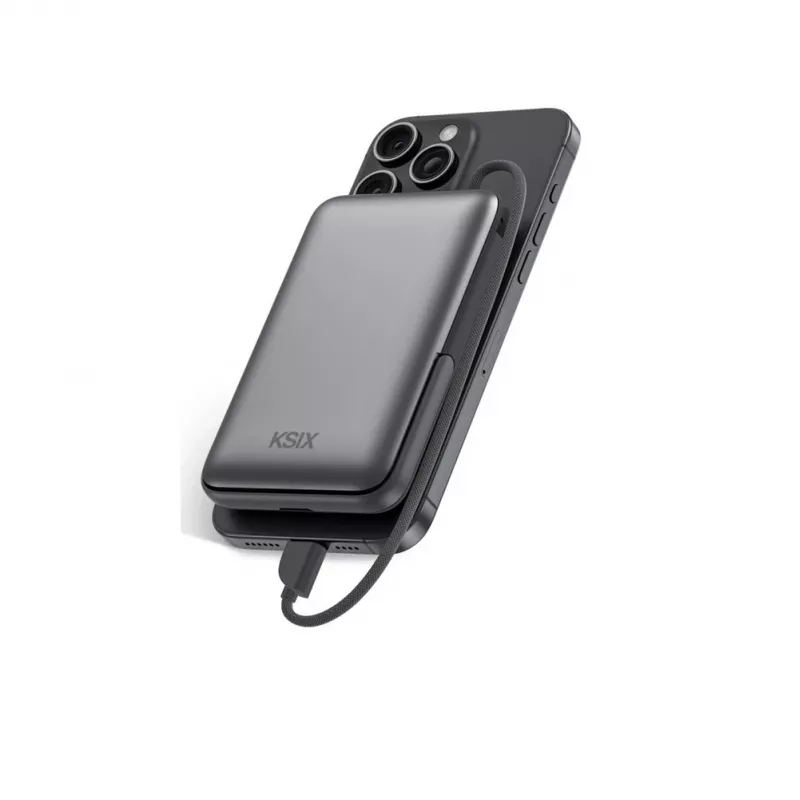 KSIX Power Bank magnetica 10000 mAh, 22,5W per iPhone e Apple Watch, grigia