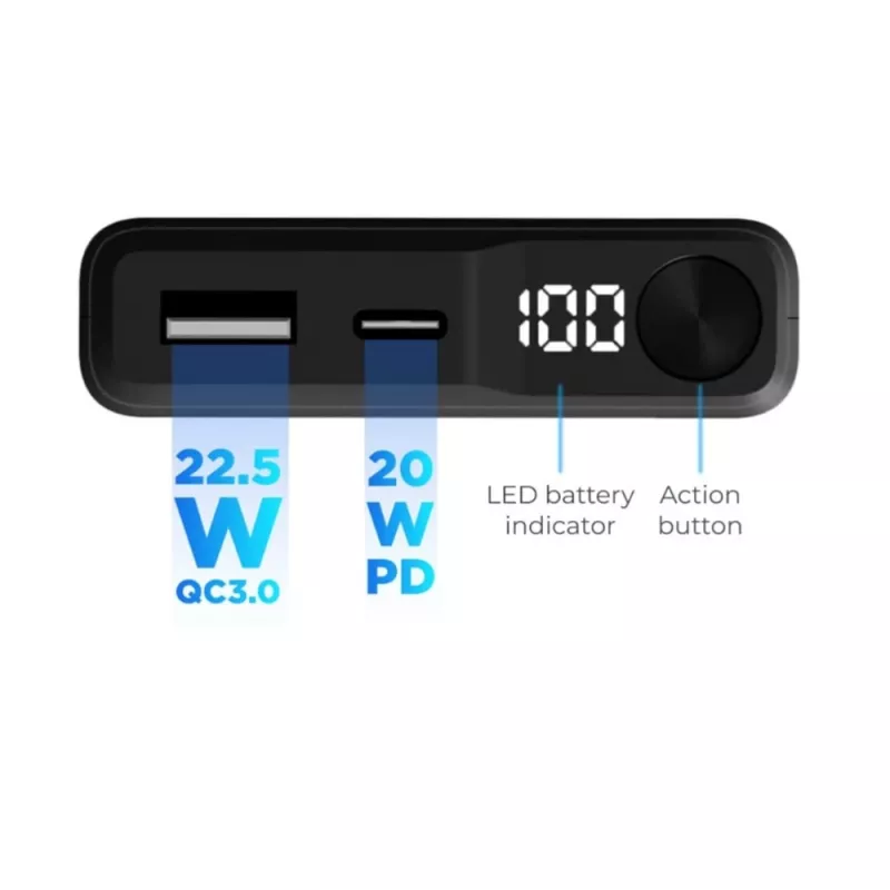 KSIX power bank magnetico 10000 mAh 22.5W, nero