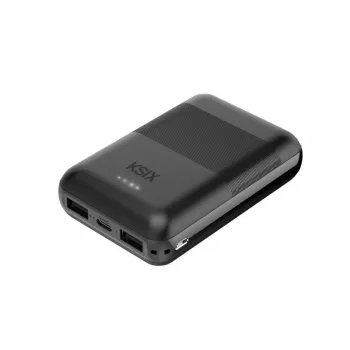 KSIX Powerbank Mini 10000mAh 10W con cavo USB-A USB-C nero