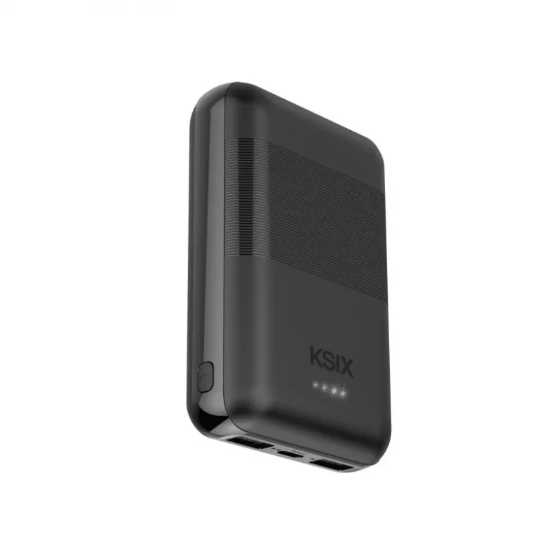 KSIX Powerbank Mini 10000mAh 10W con cavo USB-A USB-C nero